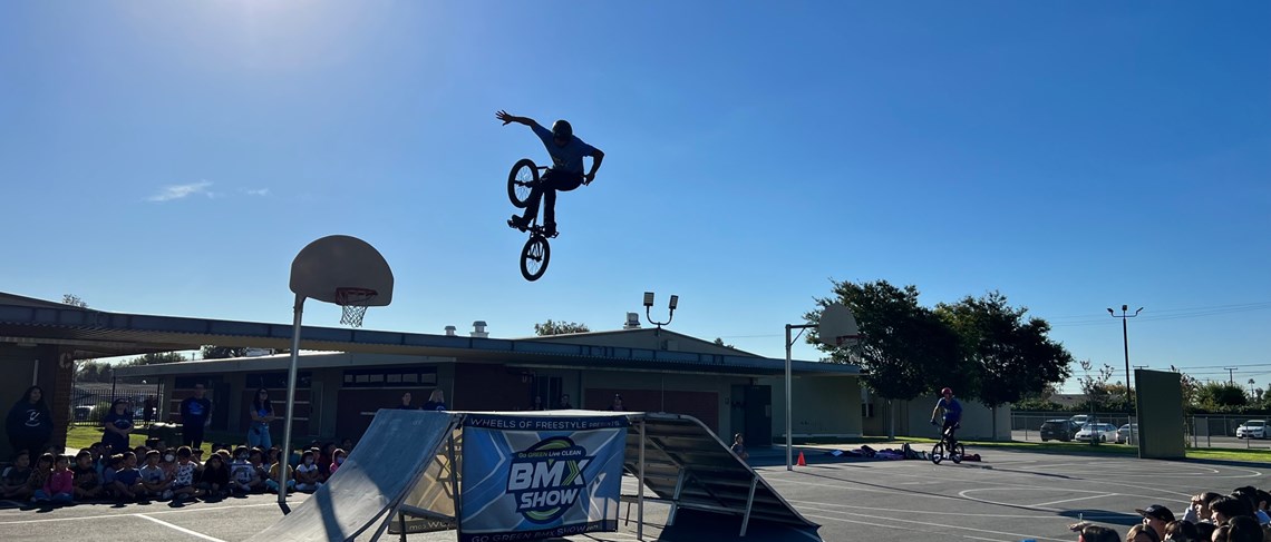 BMX riders put on an exciting show with motivational messages